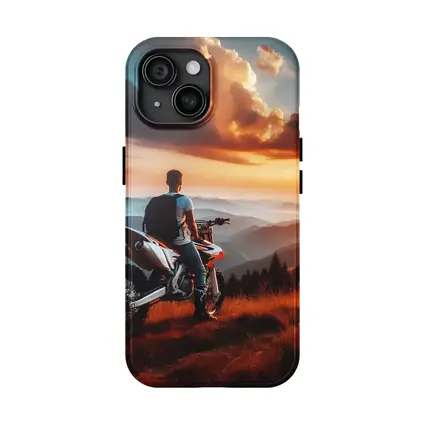 Dirt Bike Rider Mountain Sunset Overlook