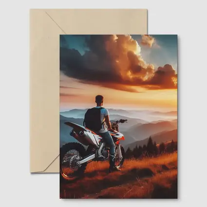 Dirt Bike Rider Mountain Sunset Overlook