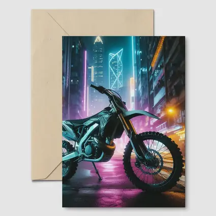 Dirt Bike Neon Cyberpunk City Night
