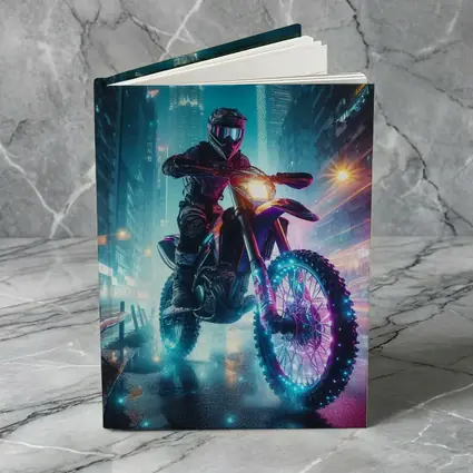 Dirt Bike Rider Neon City Night Streets