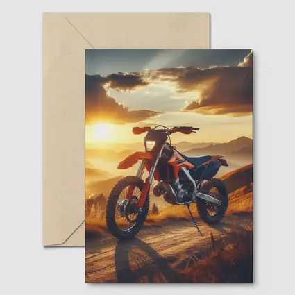 KTM Dirt Bike Mountain Sunset Scene