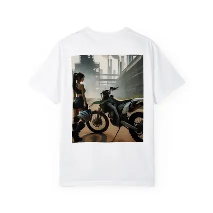 Girl With Dirt Bike Industrial Factory Background