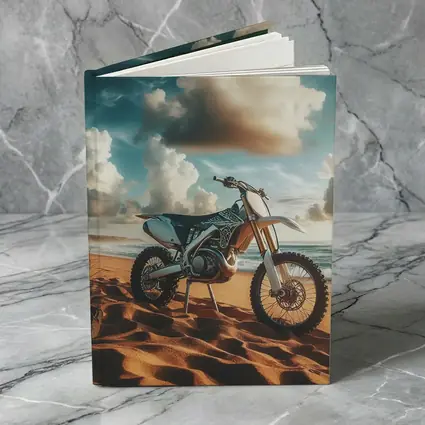 Dirt Bike Parked on Sandy Ocean Beach