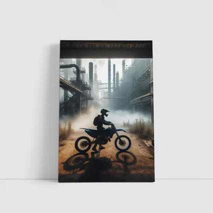 Dirt Bike Rider Abandoned Industrial Factory
