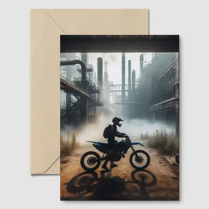 Dirt Bike Rider Abandoned Industrial Factory