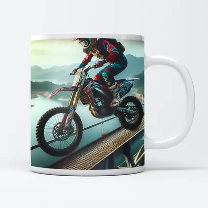 Motocross Rider Wheelie On Bridge River