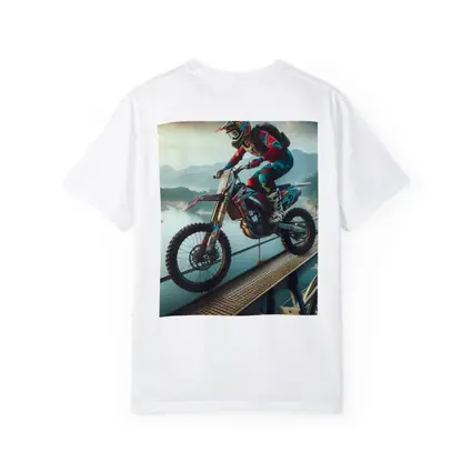 Motocross Rider Wheelie On Bridge River