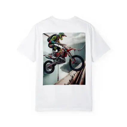 Motocross Rider Jumping Over Suspension Bridge