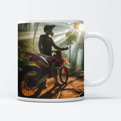 Motocross Rider Forest Sunbeams Dirt Trail