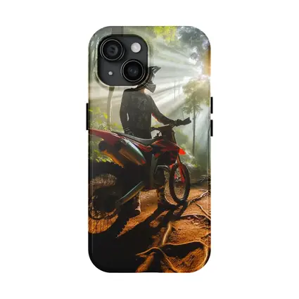 Motocross Rider Forest Sunbeams Dirt Trail