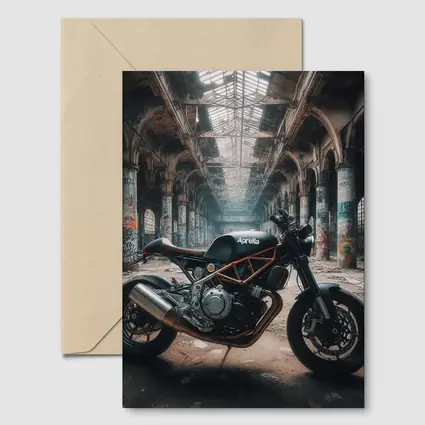 Aprilia Cafe Racer Motorcycle Abandoned Industrial Hall