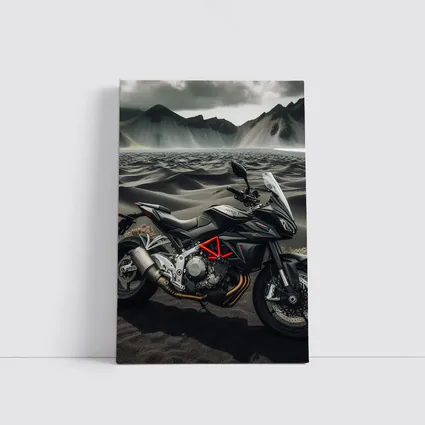 MV Agusta Motorcycle Dark Volcanic Desert Landscape
