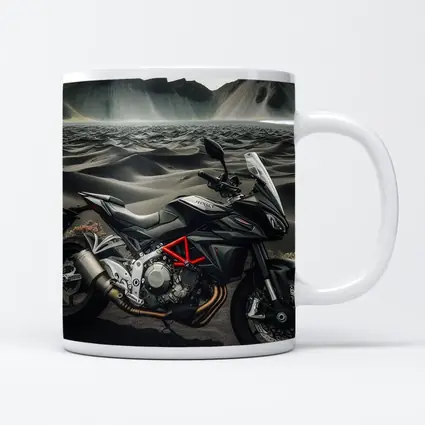 MV Agusta Motorcycle Dark Volcanic Desert Landscape