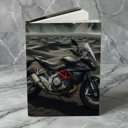 MV Agusta Motorcycle Dark Volcanic Desert Landscape