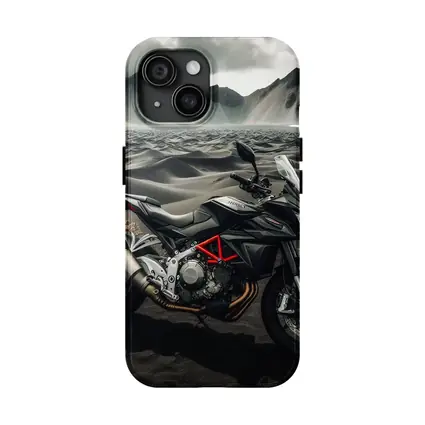 MV Agusta Motorcycle Dark Volcanic Desert Landscape