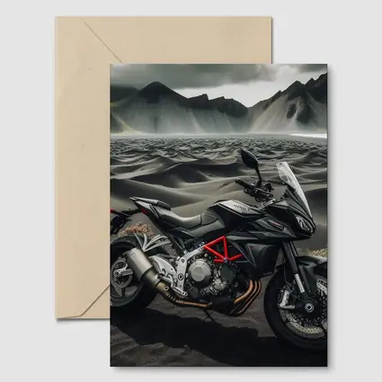 MV Agusta Motorcycle Dark Volcanic Desert Landscape