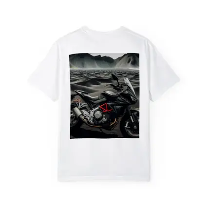 MV Agusta Motorcycle Dark Volcanic Desert Landscape