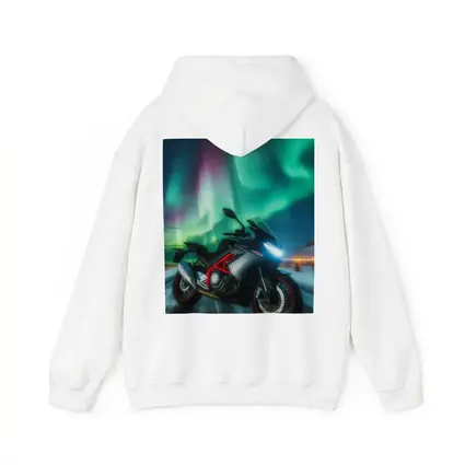 Sport Bike Under Northern Lights Winter Night
