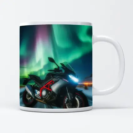Sport Bike Under Northern Lights Winter Night