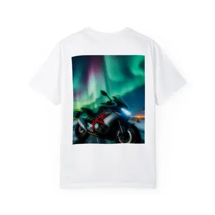Sport Bike Under Northern Lights Winter Night