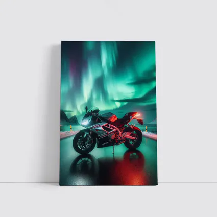 Aprilia Motorcycle Under Northern Lights Night