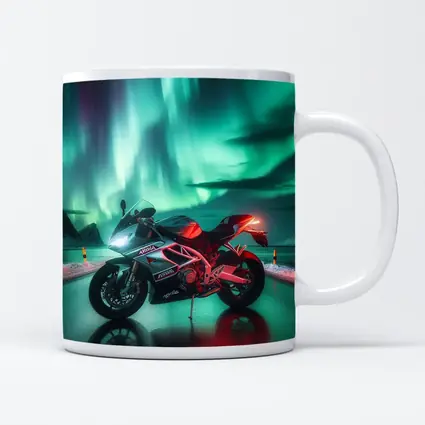 Aprilia Motorcycle Under Northern Lights Night