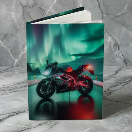 Aprilia Motorcycle Under Northern Lights Night