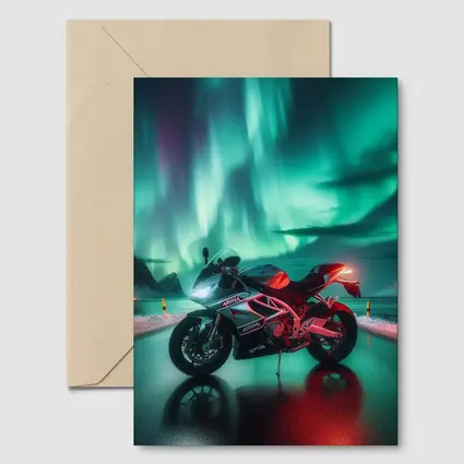Aprilia Motorcycle Under Northern Lights Night