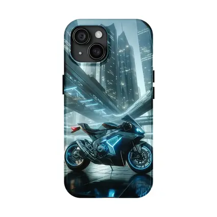 Futuristic Sport Bike Glowing Cyberpunk City Night