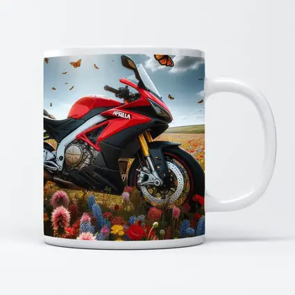 Aprilia Motorcycle Red Among Wildflower Fields
