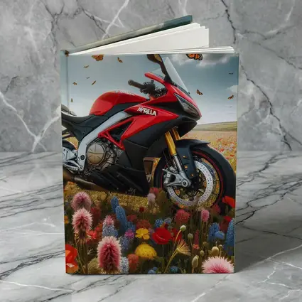 Aprilia Motorcycle Red Among Wildflower Fields