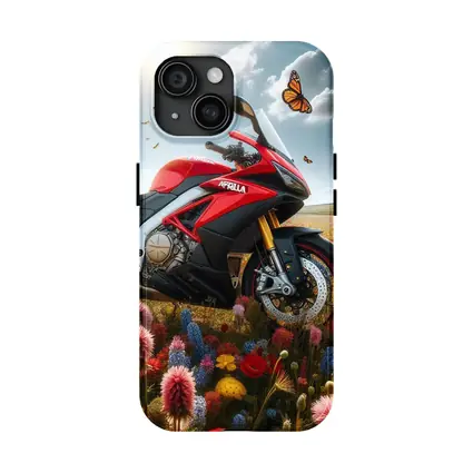 Aprilia Motorcycle Red Among Wildflower Fields