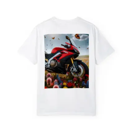 Aprilia Motorcycle Red Among Wildflower Fields