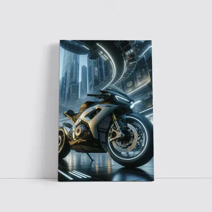 Futuristic Sport Bike Cyberpunk City Night