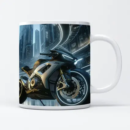 Futuristic Sport Bike Cyberpunk City Night