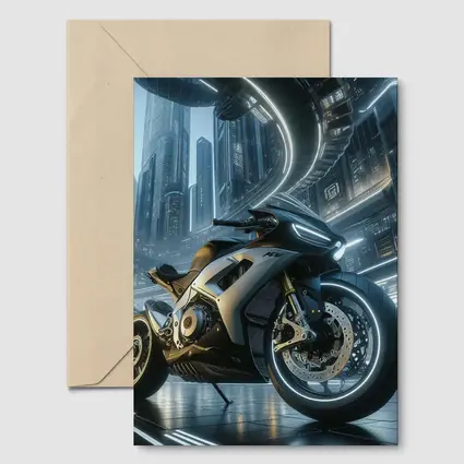 Futuristic Sport Bike Cyberpunk City Night