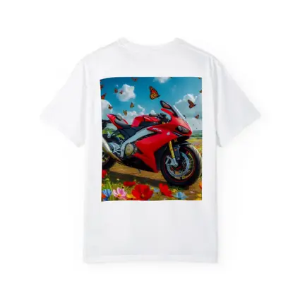 Red Aprilia Superbike Wildflowers Butterflies Sky