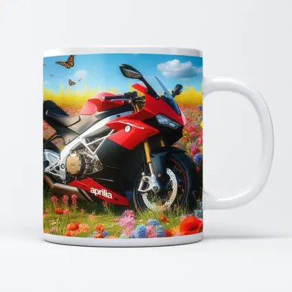 Aprilia Motorcycle Red Wildflower Field Butterflies