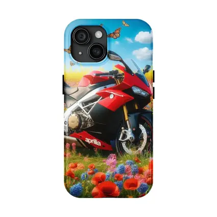 Aprilia Motorcycle Red Wildflower Field Butterflies