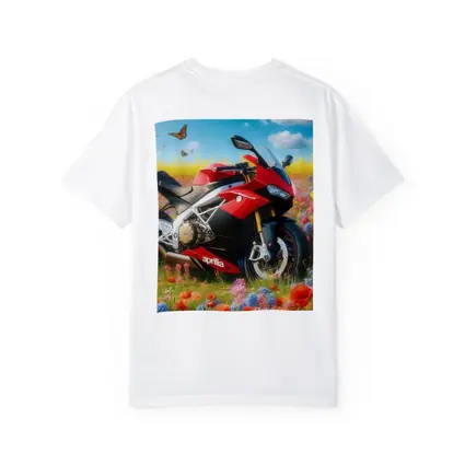 Aprilia Motorcycle Red Wildflower Field Butterflies