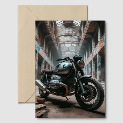 BMW Cafe Racer Motorcycle Abandoned Industrial Hall