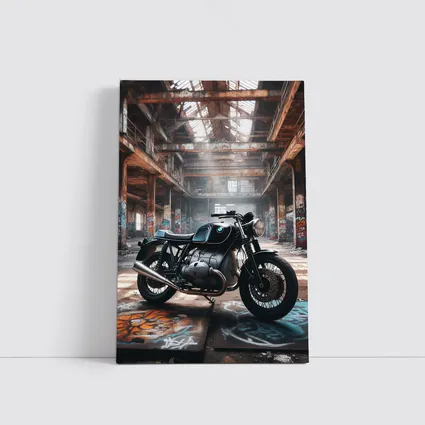 BMW Cafe Racer Motorcycle Abandoned Industrial Hall