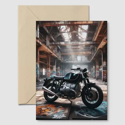 BMW Cafe Racer Motorcycle Abandoned Industrial Hall
