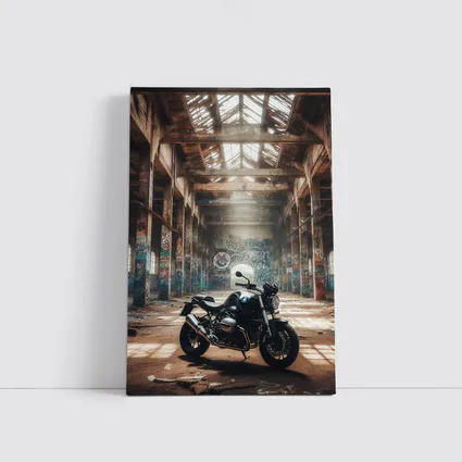 BMW Motorcycle Abandoned Warehouse Graffiti Scene