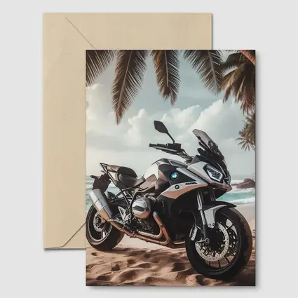 BMW Motorcycle Parked on Tropical Beach