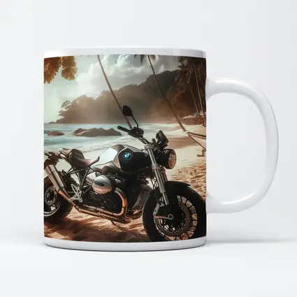 BMW Motorcycle Parked on Tropical Beach