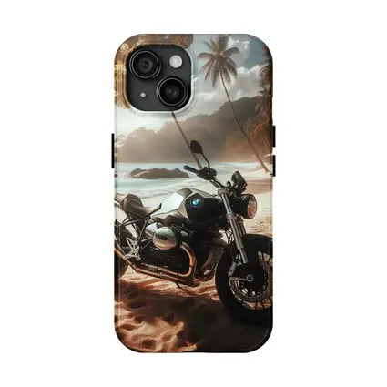 BMW Motorcycle Parked on Tropical Beach