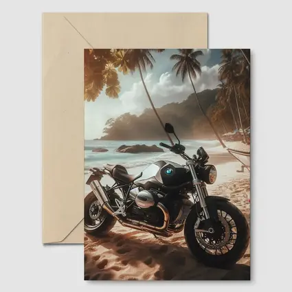 BMW Motorcycle Parked on Tropical Beach