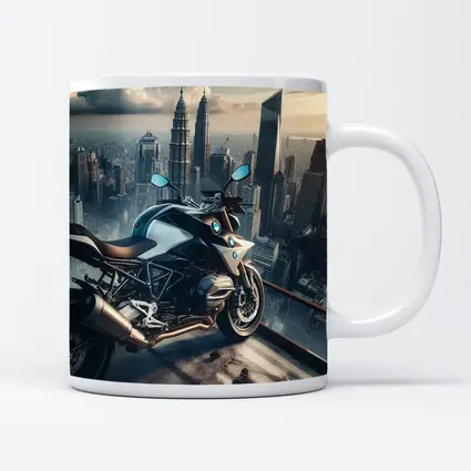 BMW Motorcycle City Skyline Rooftop View