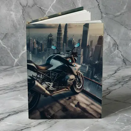 BMW Motorcycle City Skyline Rooftop View